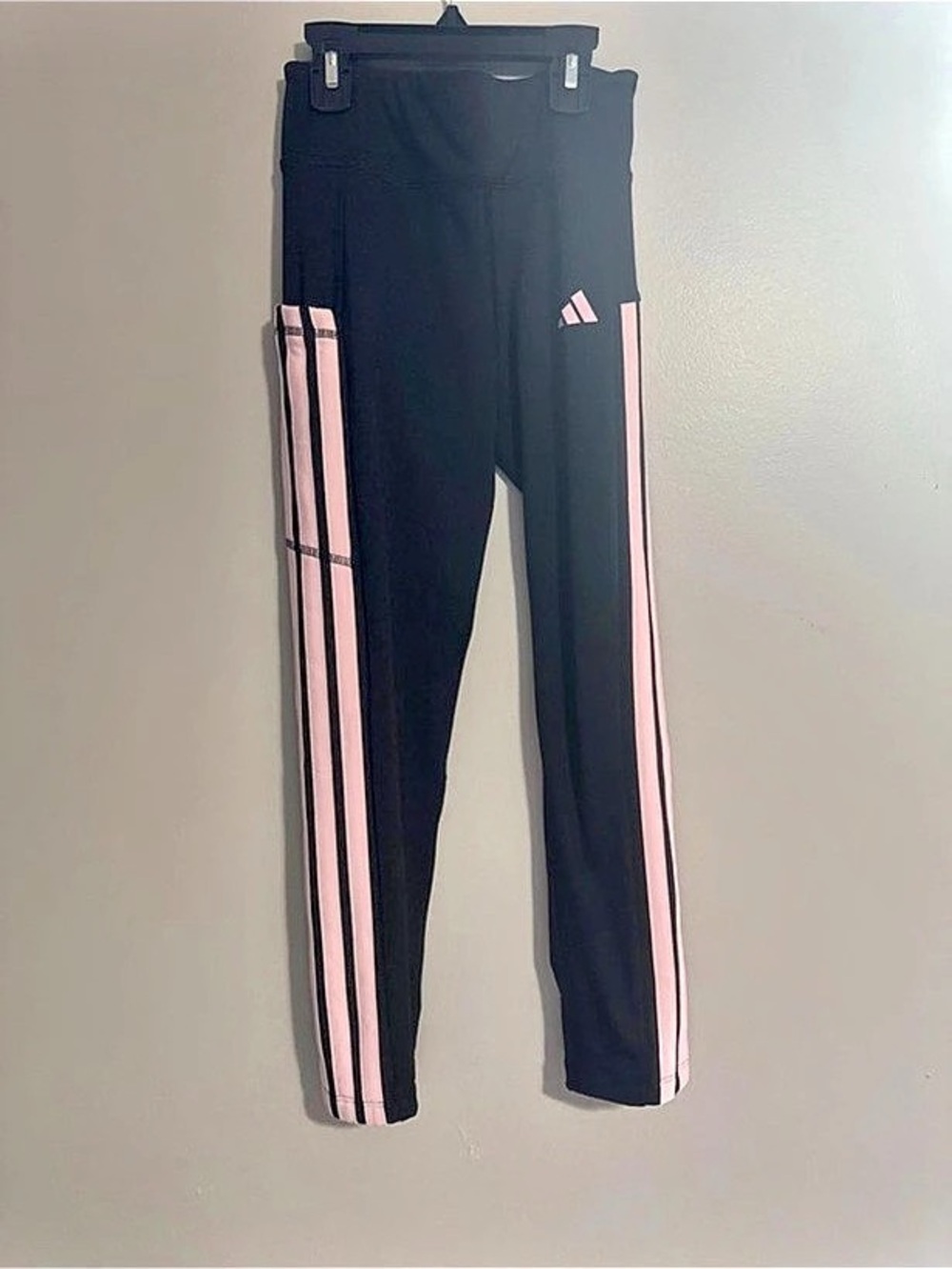 adidas Striped Leggings in Black & Pink Like New 10/12